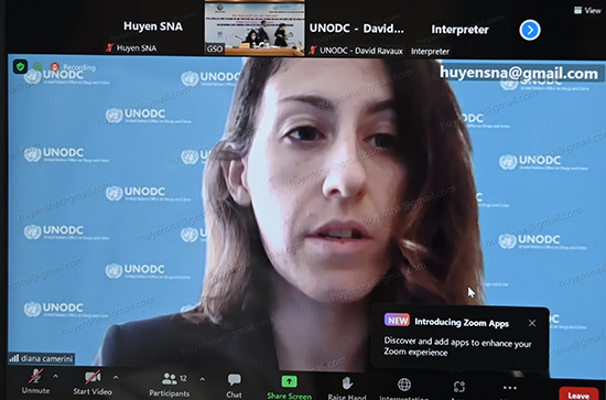 Bà Diana Camerini, đại diện UNODC tại trụ sở chính ở Vienna (Áo)