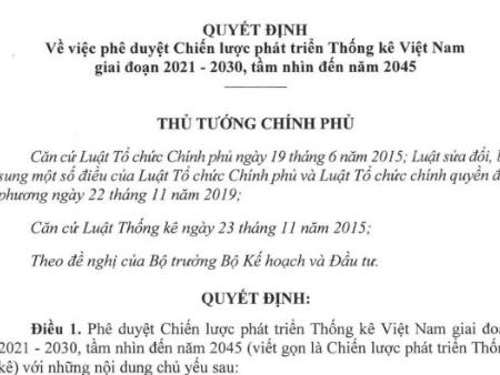 Thủ tướng Chính phủ ban hành Chiến lược Phát triển Thống kê Việt Nam giai đoạn 2021-2030, tầm nhìn đến năm 2045